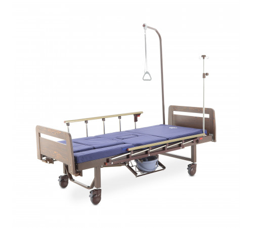 Кровать механическая YG-6 (ММ-2624Н-06/2124Н-04) ЛДСП с туалетным устройством и судном с крышкой, функцией «кардиокресло», в комплекте с матрасом